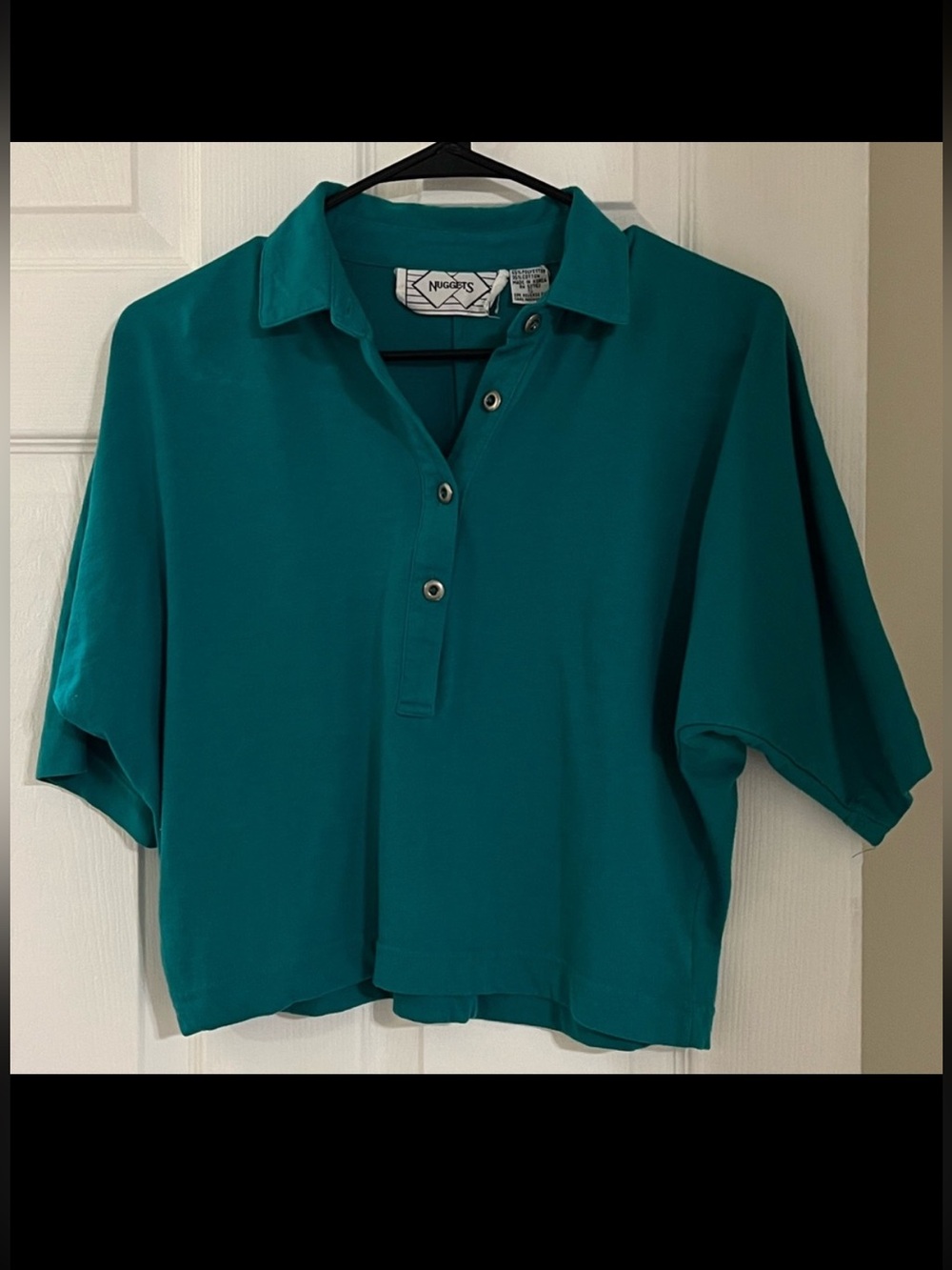 Vintage Polo-Style Cropped Women’s Boxy Top |S